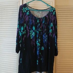 Croft&Barrow 1X 3/4 sleeve multi colored top